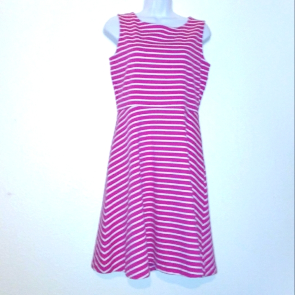 Talbots Sleeveless Striped Fit And Flare Dress